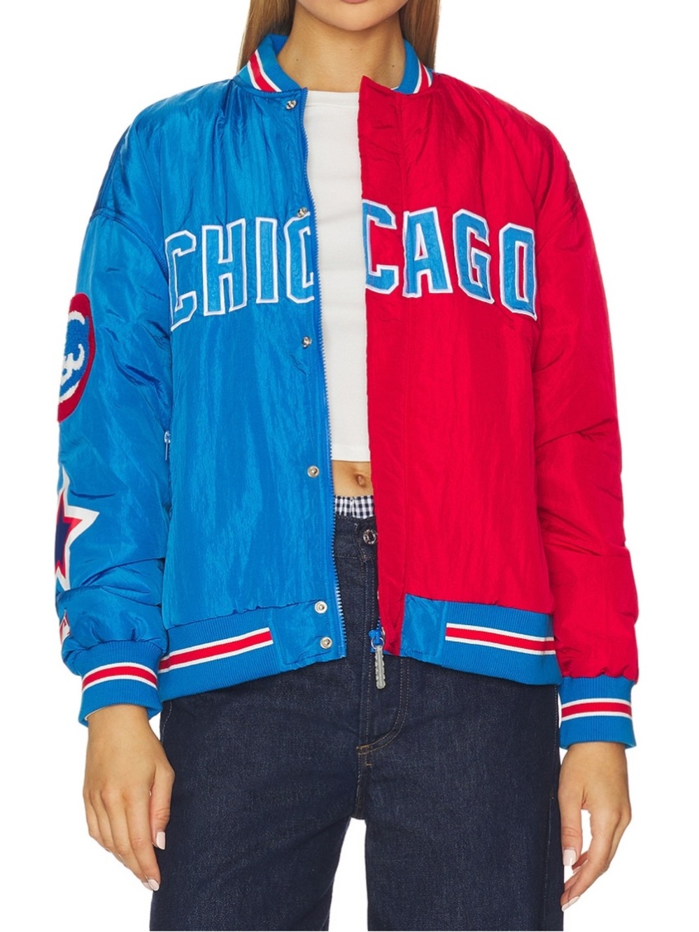 TEREZ X REVOLVE Chicago Cubs Multi Logo Bomber XXS